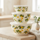 Lemon Pattern Metal Tupperware Set - 3 Pcs